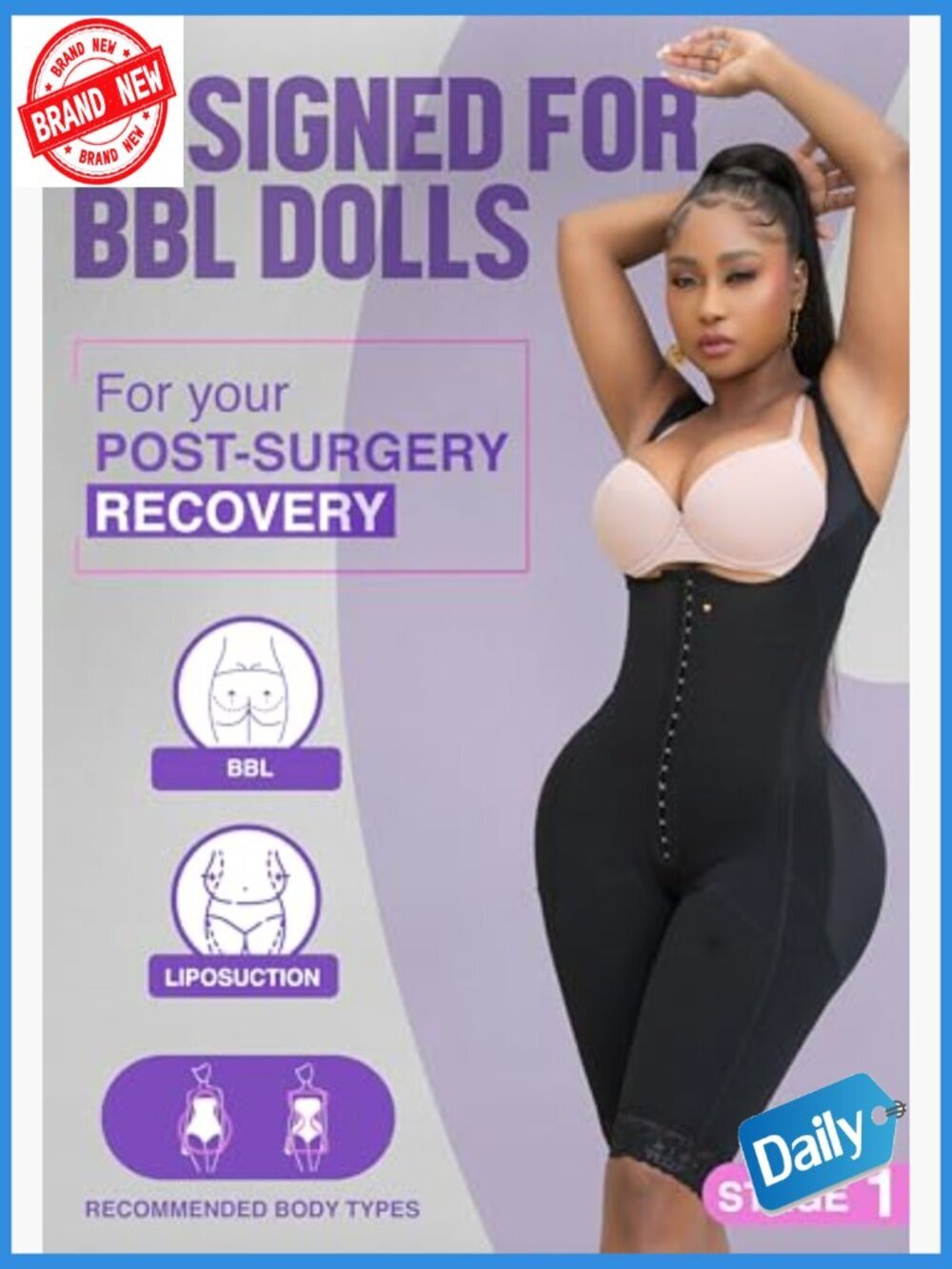 Stage 1 Full Body Faja Shapewear Bodysuit Post Surgery BBL Lipo 360 Tummy - Picture 2 of 7